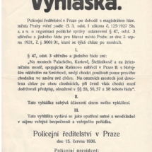 Vyhláška - chůze po mostech, 1936, inv. č. 20.884